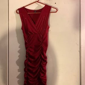 this is a scrunchy red dress, it fits great,and it’s from shein